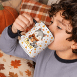 Personalized Autumn Fall Maple Leaf Cartoon Animal Multicolour 11 oz 15 oz Ceramic Mug with Name Daily Use Autumn Back to School Birthday Gift for Kids