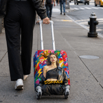 Personalized Graffiti Art Style Photo Luggage Cover Fits 18-32 Inches Suitcase with Name Daily Use Travel Birthday Gift for Travel Lovers Family