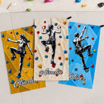 Personalised Bouldering Rock Climbing Silhouette Quick Drying Sport Towel with Name and Lanyard Climbing Gym Use Birthday Gift for Men Women