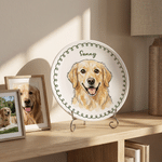 Personalized Watercolor Cartoon Pet Photo Ceramic Platter with Name Christmas Pet Party Anniversary Gift for Pet Lovers