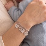 Personalised 1-6 Heart-Shaped Pendants Two-Layer Bracelet with Engraved Name Exquisite Jewellery Birthday Mother's Day Gift for Mother Grandmother