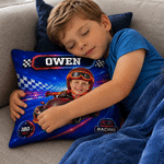 Personalised Fantasy Racing Car Photo Soft Cushion Cover with Name Home Decor Back to School Birthday Gift for Kids
