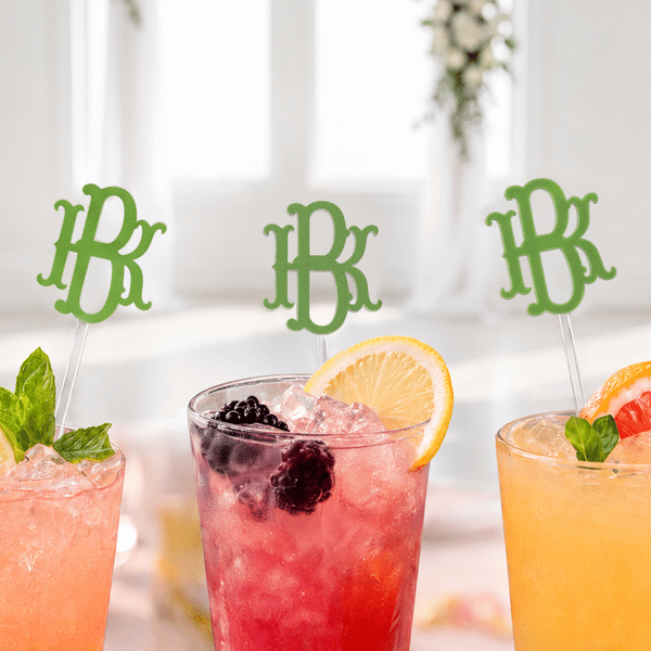 Personalized Multicolor Monogram Design Acrylic Cocktail Stirrers with Letter or Number Wedding Party Drink Decor Anniversary Gift for Bride Groom