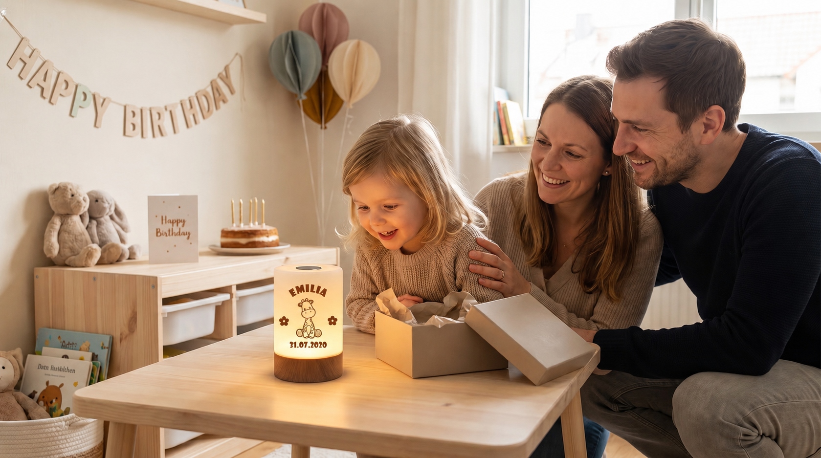 Personalisiertes Nachtlicht als Geschenk zum Geburtstag