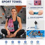 Personalised Bouldering Rock Climbing Silhouette Quick Drying Sport Towel with Name and Lanyard Climbing Gym Use Birthday Gift for Men Women