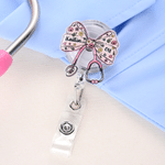 Personalised Faux Glitter Pink Bow Stethoscope Badge Reel with Name Nurses' Day Appreciation Birthday Gift for Doctor Nurse
