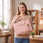 Personalised Cartoon Character PU Leather Briefcase with Name and Handle Office Accessory Graduation Appreciation Gift for Teachers