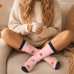 Personalized Fall Pumpkin Maple Leaf Flower Cozy Warm Socks with Name Birthday Anniversary Gift for Friends Family
