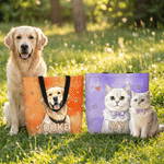 Personalised Watercolor Style Pet Photo Bone Paw Print Tote Bag with Zipper and Name Daily Outdoor Use Travel Birthday for Pet Lover