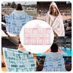 Personalised Multicolour Volleyball Bow Word Cloud Hoodie Blanket with Name Home Decor Birthday Gift for Volleyball Players