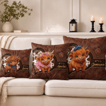 Personalised Comfortable Highland Cow Soft Cushion Cover with Name Home Decor Birthday Gift for Highland Cow Lovers Friends Kids