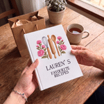 Personalised Minimalist Embroidery Effect Artwork Birth Flower Notebook with Name Kitchen Use Birthday Gift for Cooking Lovers Mum