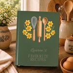 Personalised Minimalist Embroidery Effect Artwork Birth Flower Notebook with Name Kitchen Use Birthday Gift for Cooking Lovers Mum