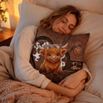 Personalised Comfortable Highland Cow Soft Cushion Cover with Name Home Decor Birthday Gift for Highland Cow Lovers Friends Kids