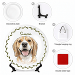 Personalized Watercolor Cartoon Pet Photo Ceramic Platter with Name Christmas Pet Party Anniversary Gift for Pet Lovers