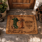 Personalized Welcome to Our Ranch Western Boots & Hat Pattern Design Doormat with Name Home Decor Housewarming Gift for Family