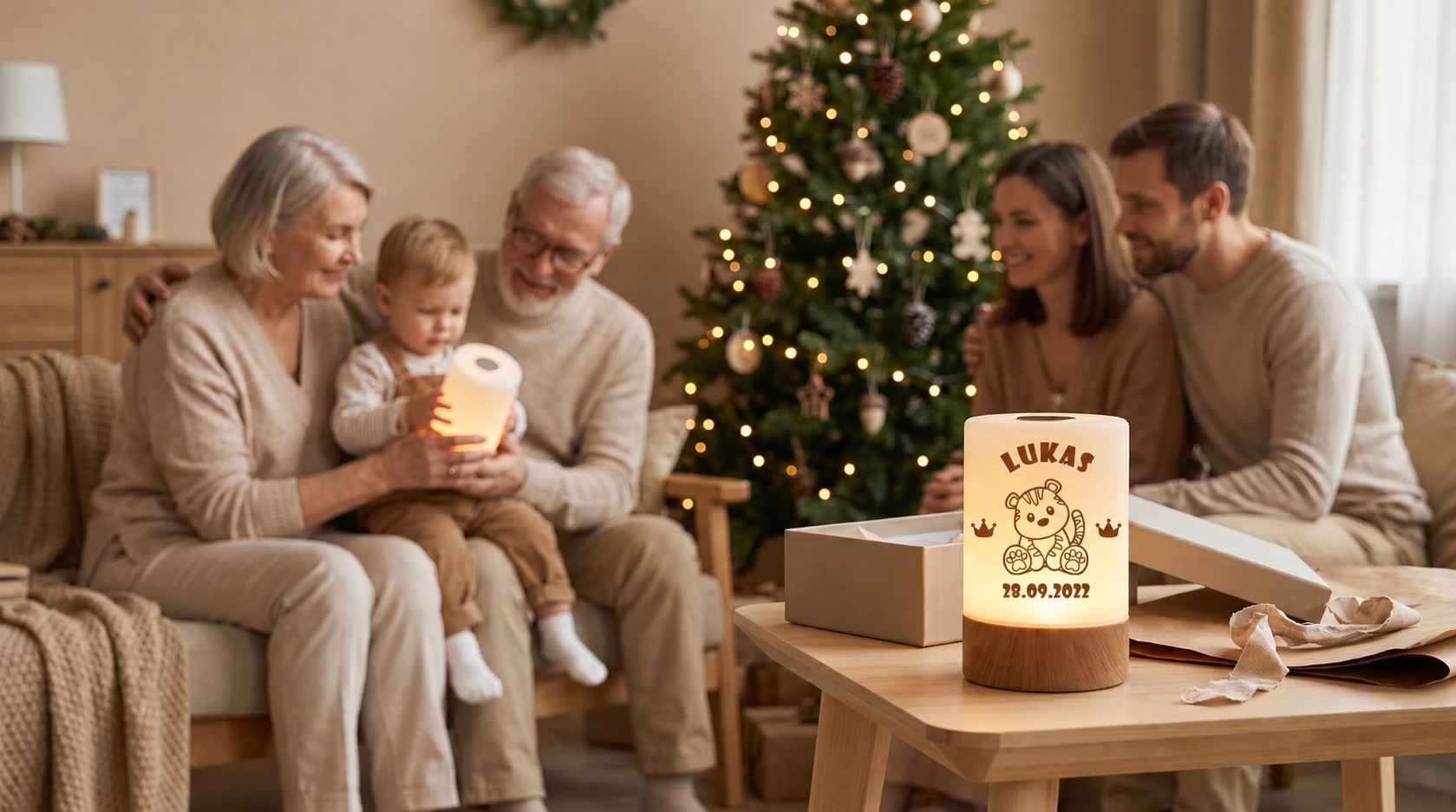 Personalisiertes Nachtlicht als Weihnachtsgeschenk