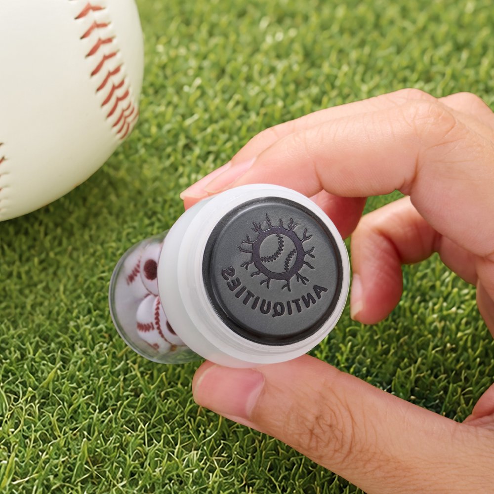 Sello personalizado con tema de béisbol, con la inicial del nombre y tinta multicolor, mango con cuentas en forma de pelota; regalo de cumpleaños o para el equipo, ideal para los amantes del béisbol 5