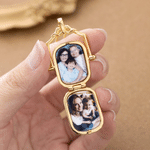Personalized Antique Victorian Locket Birthstone Necklace with Photo and Text Dainty Jewelry Memorial Birthday Gift for Women