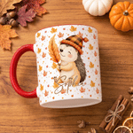 Personalized Autumn Fall Maple Leaf Cartoon Animal Multicolour 11 oz 15 oz Ceramic Mug with Name Daily Use Autumn Back to School Birthday Gift for Kids