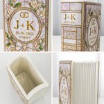 Personalised Flower Book Shape Ceramic Vase with Initials and Date Home Garden Decor Wedding Birthday Anniversary Gift for Bride Book Lover