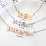 Personalised Dainty Staff Note Musical Sterling Silver Necklace with Hidden Secret Message Birthday Gift for Musician Women