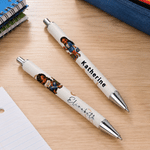 Personalised Cartoon Black Teacher Retractable Glitter Ballpoint Pen with Name Teacher Appreciation Teacher's Day Gift for Teacher