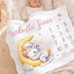 Personalized Cartoon Animal Cloud Star Pattern Soft Throw Blanket with Name Home Decor Baby Shower Birthday Gift for Newborns New Moms