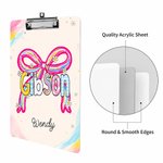 Personalized Pink Bow Colorful Surname Portable Clipboard with Name Teacher's Day Appreciation Birthday Gift for Teachers