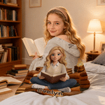 Personalised Book Themed 3D-Style Character Artwork Photo Soft Throw Hooded Blanket with Name and Text Book Club Birthday Gift for Bookworms Readers