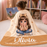 Personalised Polka Dot Cartoon Character Photo Soft Throw Blanket with Name Home Decor Birthday Children's Day Gift for Kids
