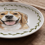 Personalized Watercolor Cartoon Pet Photo Ceramic Platter with Name Christmas Pet Party Anniversary Gift for Pet Lovers