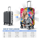 Personalized Graffiti Art Style Photo Luggage Cover Fits 18-32 Inches Suitcase with Name Daily Use Travel Birthday Gift for Travel Lovers Family
