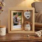 Cadre mémorial personnalisé avec 1 à 9 photos nom et texte - Décoration avec fiole à poils d'animaux - Cadeau pour les amoureux d'animaux de compagnie