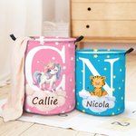 Cestino portabiancheria impermeabile personalizzato con nome cartone animato carico animale regalo di compleanno e Natale per bambini