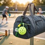 Personlig, flerfarget nøkkelring og bagasjelapp til pickleball med tekst og logo – en perfekt gave til kampdager og bursdager for pickleballspillere og -entusiaster
