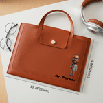 Personalised Cartoon Character PU Leather Briefcase with Name and Handle Office Accessory Graduation Appreciation Gift for Teachers