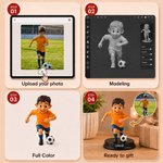 Personalized Cartoon Soccer Kids Photo Figurine Ornament with Name Desk Decor Team Birthday Gift for Boys Soccer Lovers