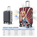 Personalized Comic Cartoon Style Photo Luggage Cover Fits 18-32 Inches Suitcase with Name Daily Use Travel Accessories Birthday Gift for Travel Lovers