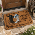 Personalized Welcome to Our Ranch Western Boots & Hat Pattern Design Doormat with Name Home Decor Housewarming Gift for Family