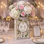 Personalised Flower Book Shape Ceramic Vase with Initials and Date Home Garden Decor Wedding Birthday Anniversary Gift for Bride Book Lover