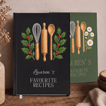 Personalised Minimalist Embroidery Effect Artwork Birth Flower Notebook with Name Kitchen Use Birthday Gift for Cooking Lovers Mum