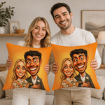 Personalised Exaggerated Comic Photo Cushion Cover with Text Home Decoration Anniversary Valentine's Day Birthday Gift for Couple Family Friends