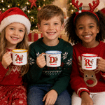 Personalized Cute Snowflake Santa Hat Letter Cartoon Character Enamel Mug with Name Holiday Christmas Gift for Children