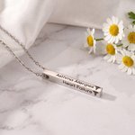 Personalized Medical Alert Bar Necklace with 1-4 Sides Text Birthday Gift for Women Patients