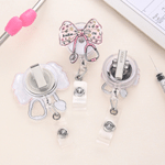 Personalised Faux Glitter Pink Bow Stethoscope Badge Reel with Name Nurses' Day Appreciation Birthday Gift for Doctor Nurse