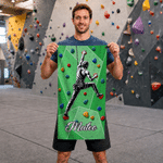 Personalised Bouldering Rock Climbing Silhouette Quick Drying Sport Towel with Name and Lanyard Climbing Gym Use Birthday Gift for Men Women
