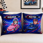 Personalised Fantasy Racing Car Photo Soft Cushion Cover with Name Home Decor Back to School Birthday Gift for Kids