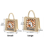 Personalised Halloween Cartoon Ghost Bat Large Capacity Jute Bag with Name Halloween Party Trick or Treat Activity Gift for Kids