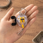 Personalised Fishing Reel Design Retractable Keyring Bag Charm with Initials Daily Use Fishing Accessory Birthday Gift for Fishing Lover
